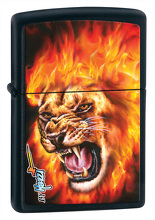 Zapalniczka Zippo Mazzi Płonący Lew, Black Matte