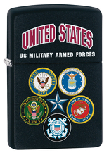 Zapalniczka Zippo US MILITARY ARMED FORCES, Black Matte
