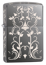 Zapalniczka Zippo Floral Diamond, Black Ice