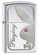 Zapalniczka PBOY BUNNY W/PINK STONE, High Polish Chrome