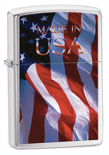 Zapalniczka Zippo Made in USA Flag, Brushed Chrome