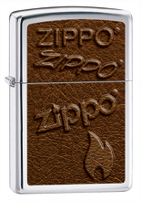 Zapalniczka Zippo Logo Leather Image, High Polish Chrome