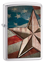 Zapalniczka Zippo Gwiazda z flagi, Brushed Chrome