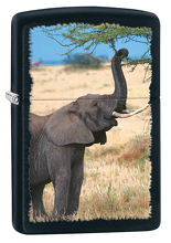 Zapalniczka Zippo Słoń na sawannie, Black Matte
