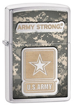 Zapalniczka Zippo US Army- Army Strong, Emblem Brushed Chrome