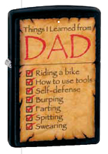 Zapalniczka Zippo Things Learned from Dad, Black Matte