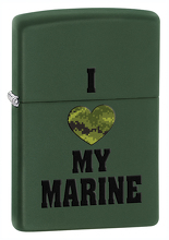 Zapalniczka Zippo I Love My Marine, Green Matte