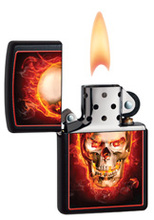 Zapalniczka Zippo Burning Skull, Black Matte