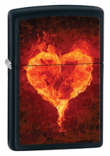 Zapalniczka Zippo Burning Heart, Black Matte