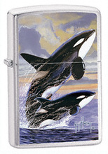 Zapalniczka Zippo Guy Harvey- Killer Whales, Brushed Chrome