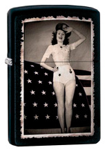 Zapalniczka Zippo Pin up Girl Soldier, Black Matte