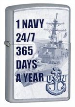 Zapalniczka Zippo Navy, 1 Navy...365 Days a Year, Street Chrome